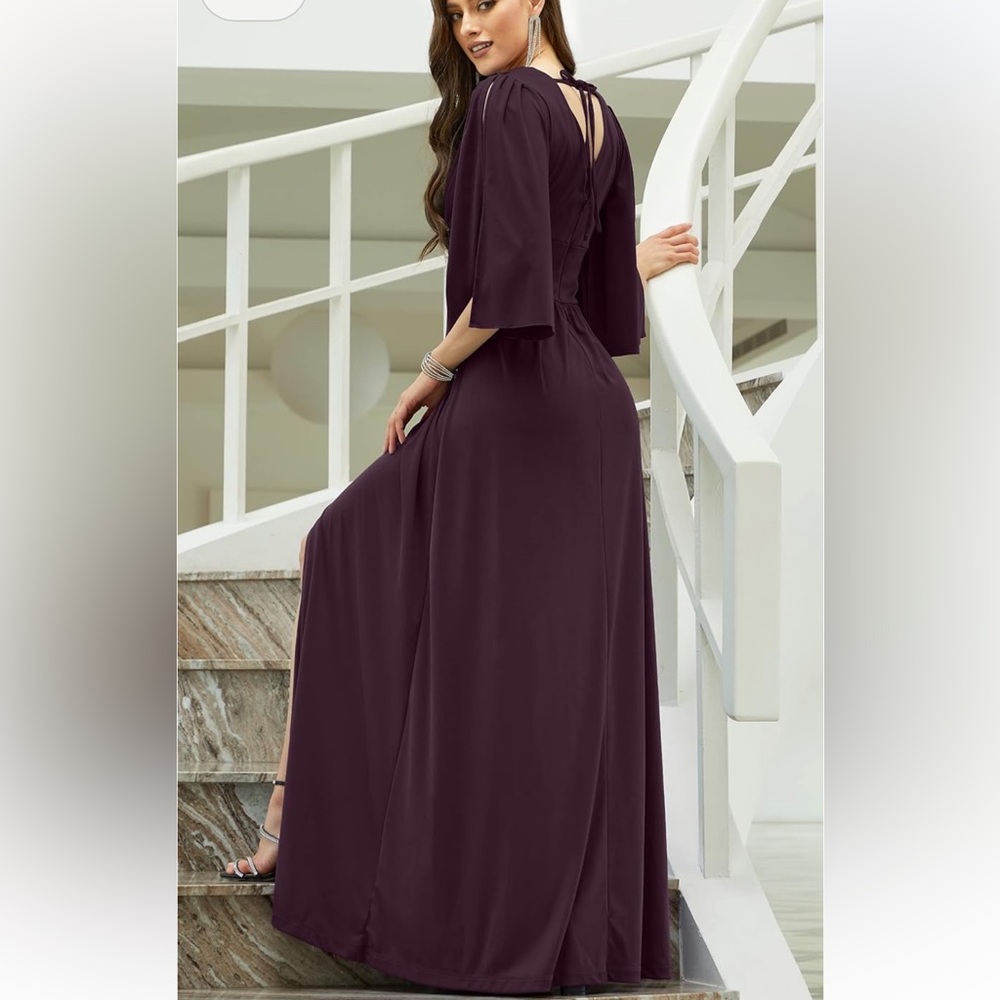Elegant Burgundy Maxi Dress - Picture 8 of 8